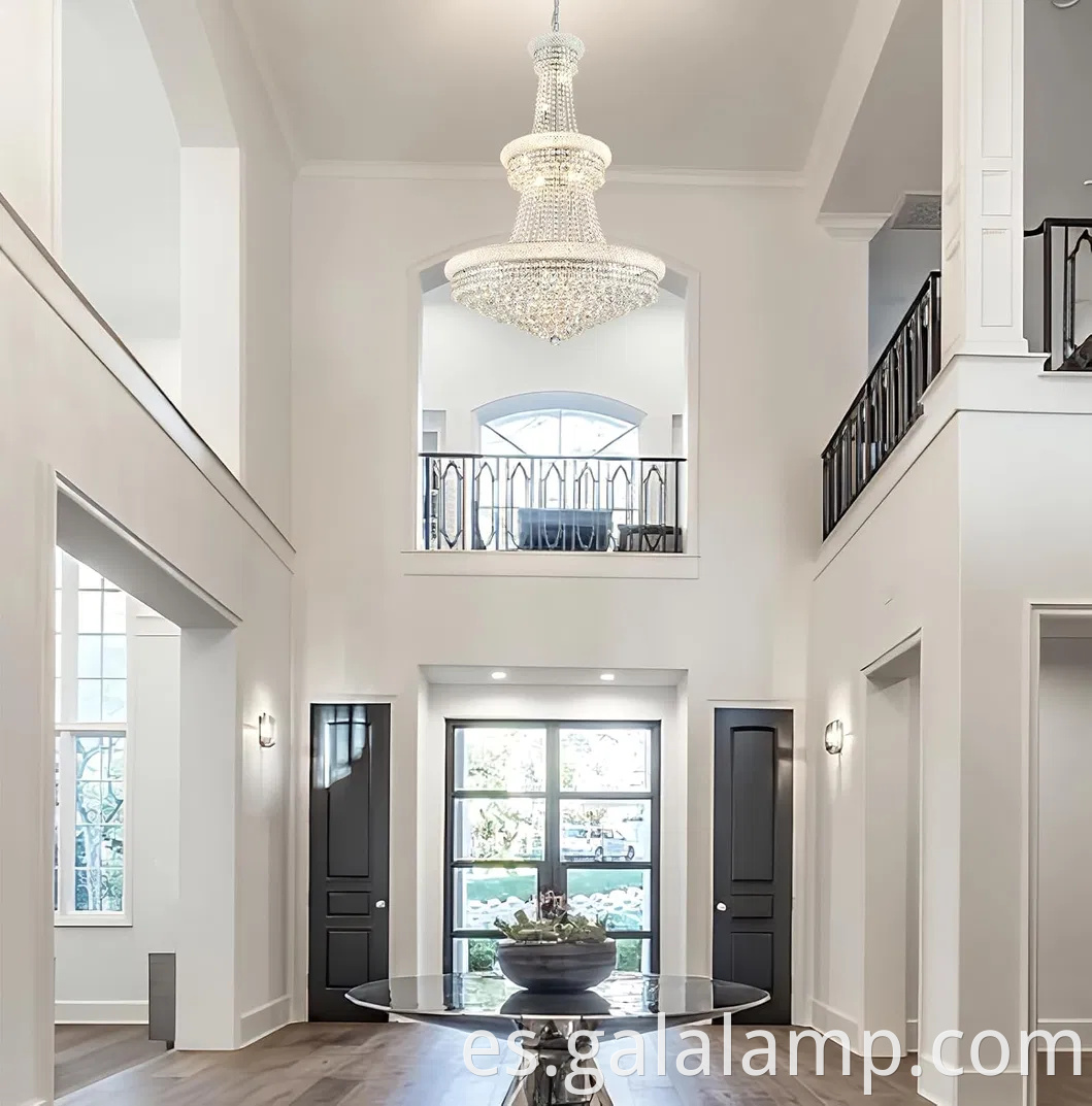 Candelera de vestíbulo de cristal de oro elegante - lámpara colgante de techo contemporáneo